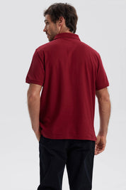 Polera Hombre Pique Básica Lisa Burdeo