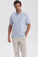 Polera Hombre Pique Básica Lisa Celeste