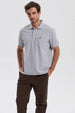 Polera Hombre Pique Básica Lisa Gris Melange