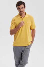 Polera Hombre Pique Básica Lisa Naranjo