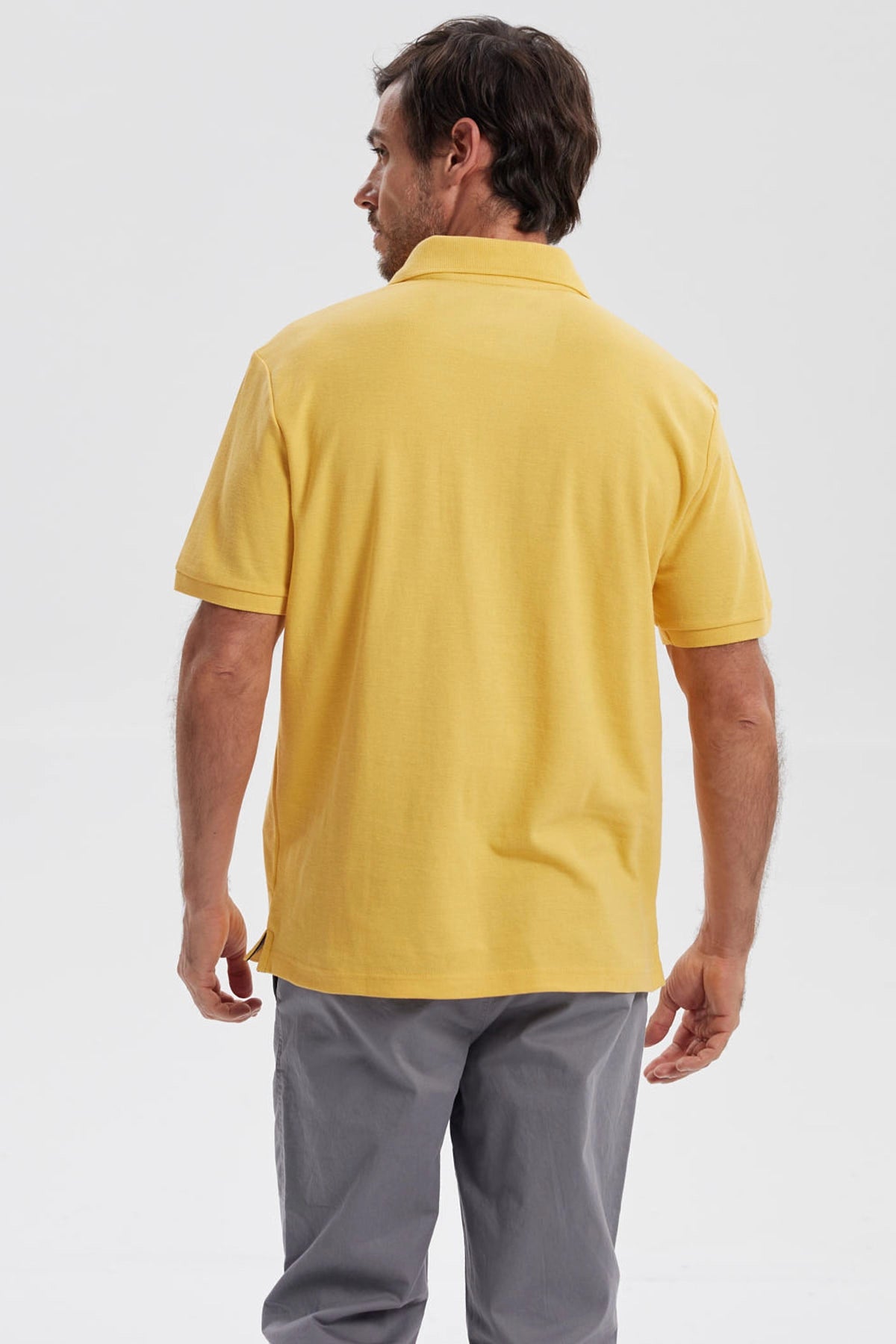 Polera Hombre Pique Básica Lisa Naranjo