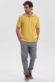 Polera Hombre Pique Básica Lisa Naranjo