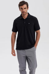 Polera Hombre Pique Básica Lisa Negro