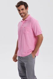 Polera Hombre Pique Básica Lisa Rosado