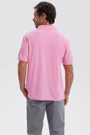 Polera Hombre Pique Básica Lisa Rosado