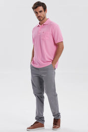 Polera Hombre Pique Básica Lisa Rosado