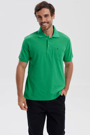 Polera Hombre Pique Básica Lisa Verde