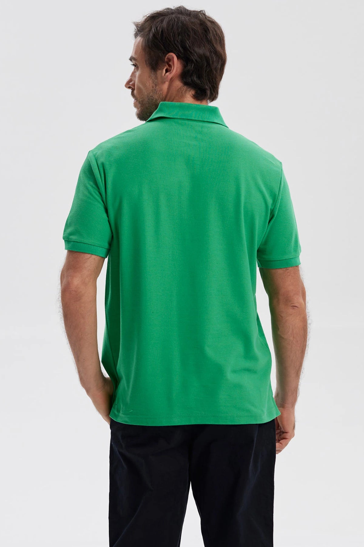 Polera Hombre Pique Básica Lisa Verde