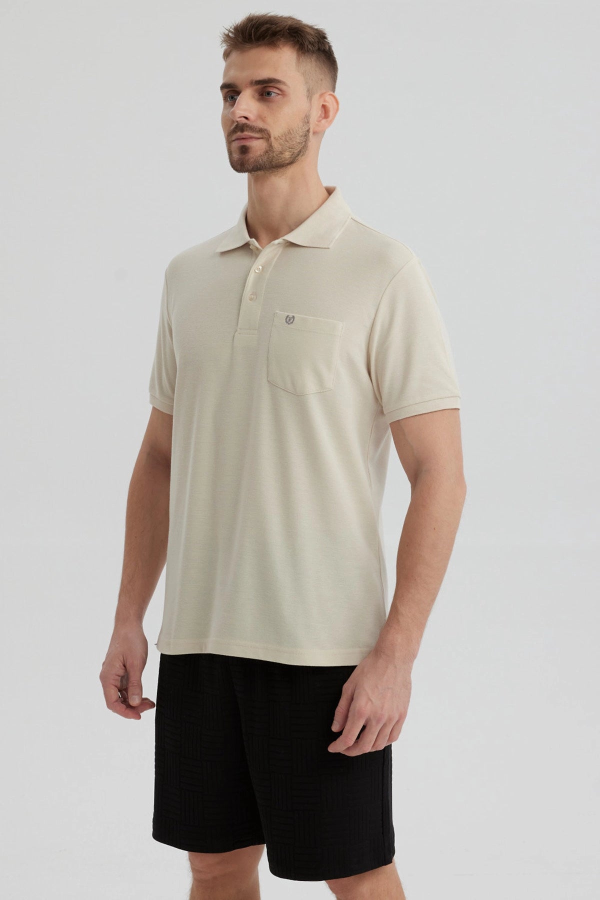 Polera Hombre Pique Básica Lisa Beige
