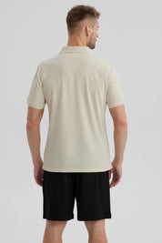 Polera Hombre Pique Básica Lisa Beige