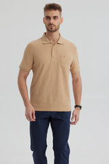 Polera Hombre Pique Básica Lisa Kaki