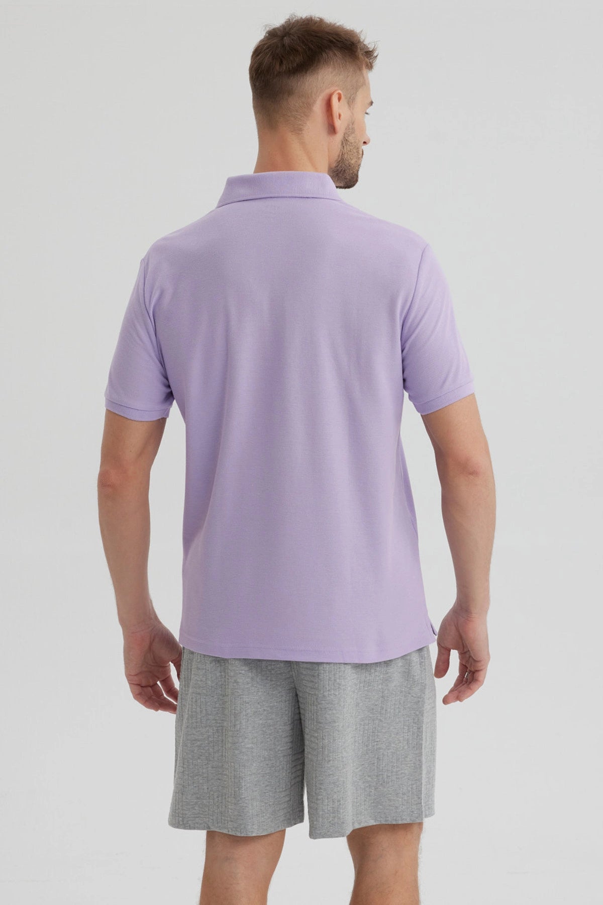 Polera Hombre Pique Básica Lisa Lila