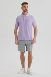 Polera Hombre Pique Básica Lisa Lila
