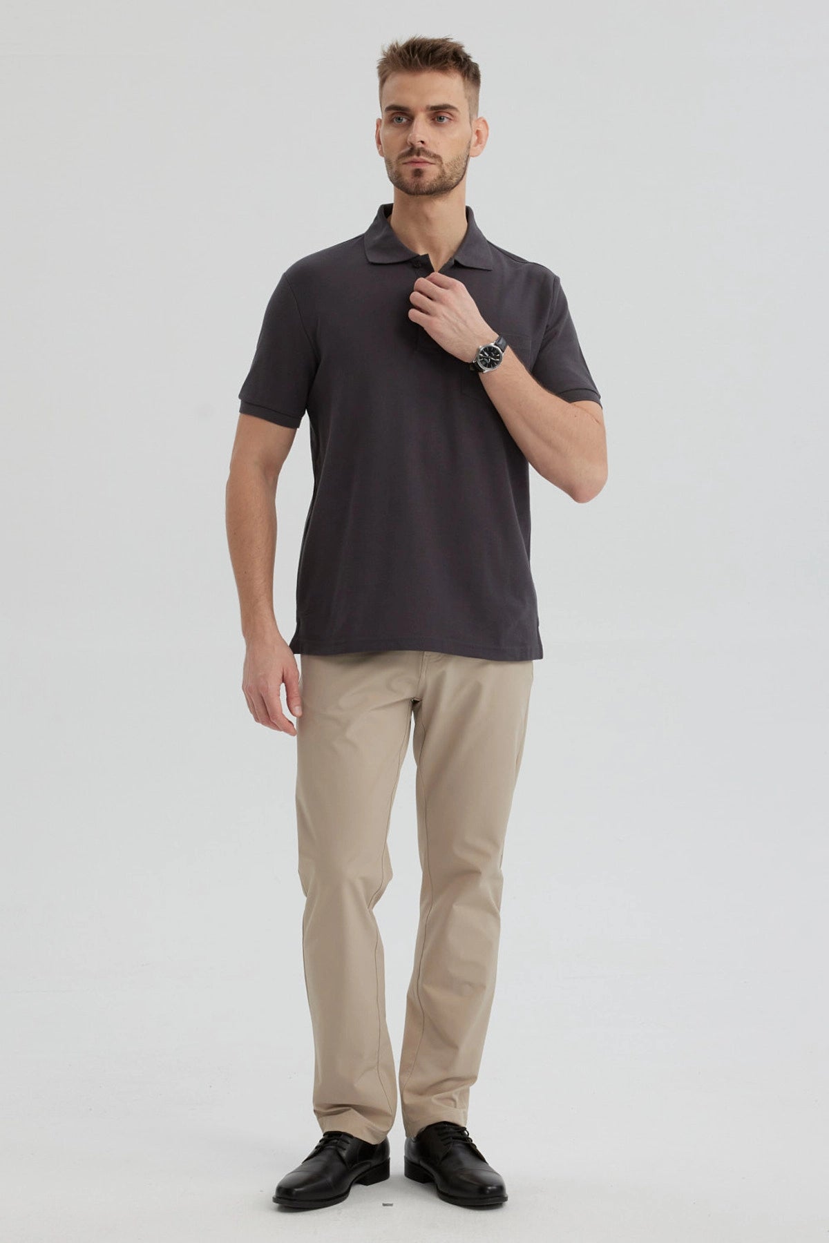 Polera Hombre Pique Básica Lisa Marengo