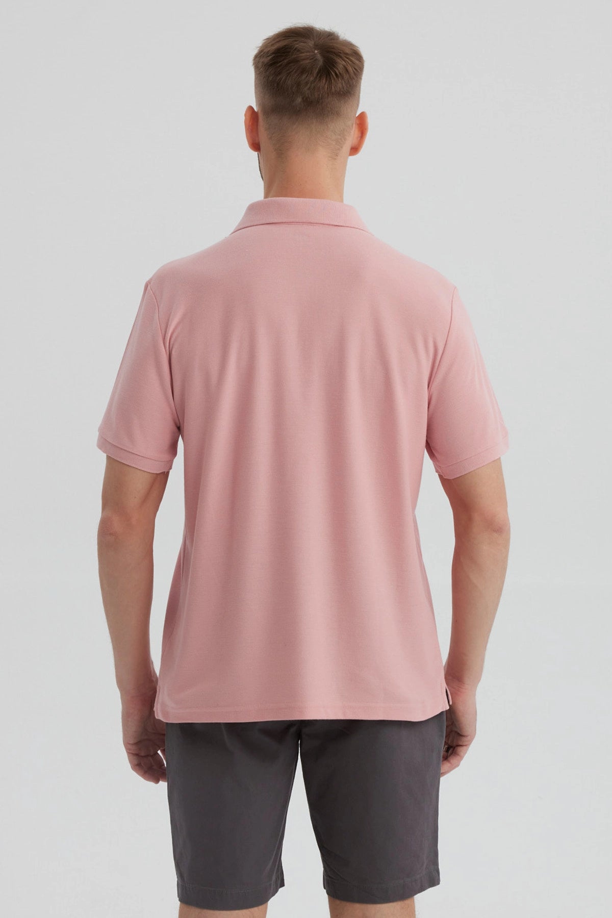 Polera Hombre Pique Básica Lisa Palo Rosa