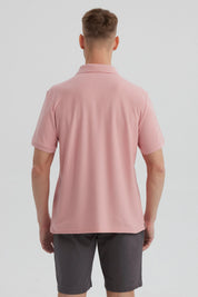 Polera Hombre Pique Básica Lisa Palo Rosa