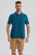 Polera Hombre Pique Básica Lisa Petroleo