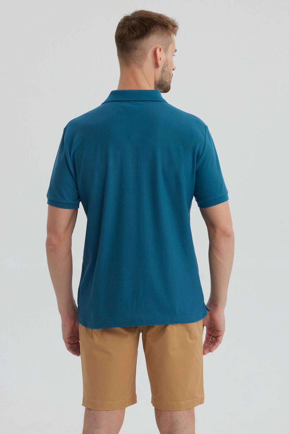 Polera Hombre Pique Básica Lisa Petroleo