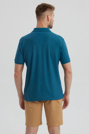 Polera Hombre Pique Básica Lisa Petroleo