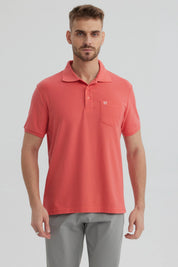 Polera Hombre Pique Básica Lisa Sandía