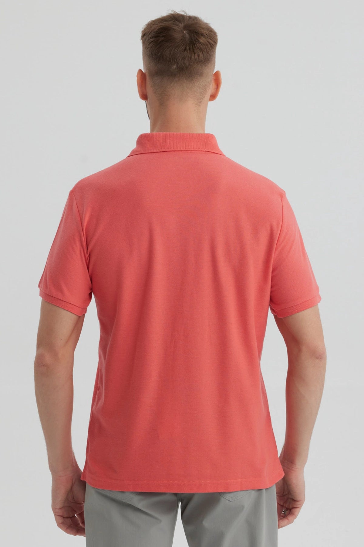 Polera Hombre Pique Básica Lisa Sandía