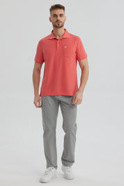 Polera Hombre Pique Básica Lisa Sandía