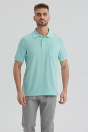 Polera Hombre Pique Básica Lisa Verde Claro