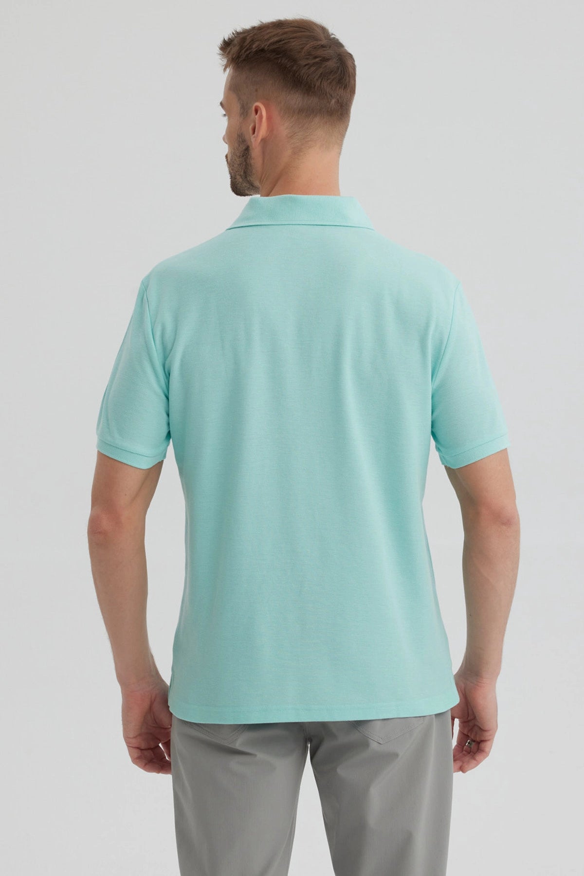 Polera Hombre Pique Básica Lisa Verde Claro