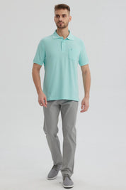 Polera Hombre Pique Básica Lisa Verde Claro