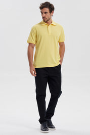 Polera Hombre Pique Básica Lisa Amarillo
