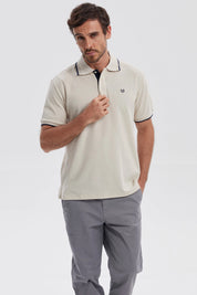Polera Hombre Pique Básica Lisa Beige