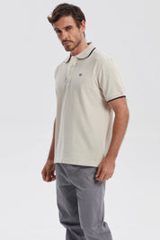 Polera Hombre Pique Básica Lisa Beige