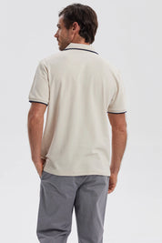 Polera Hombre Pique Básica Lisa Beige