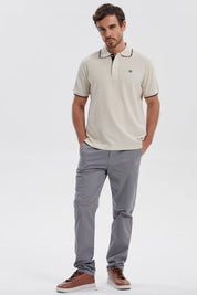 Polera Hombre Pique Básica Lisa Beige