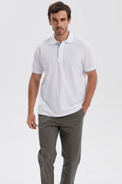 Polera Hombre Pique Básica Lisa Blanco