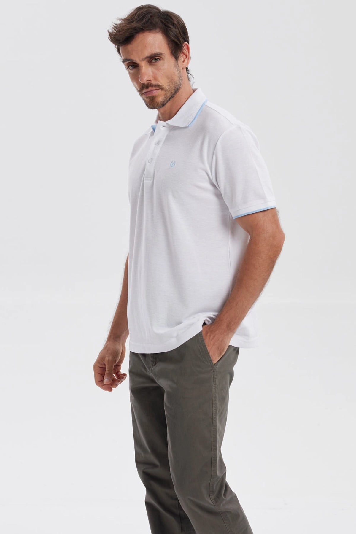 Polera Hombre Pique Básica Lisa Blanco