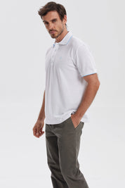 Polera Hombre Pique Básica Lisa Blanco