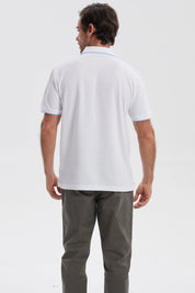 Polera Hombre Pique Básica Lisa Blanco