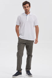 Polera Hombre Pique Básica Lisa Blanco