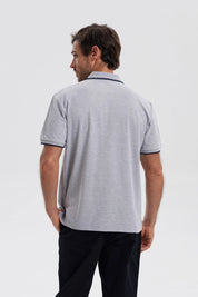 Polera Hombre Pique Básica Lisa Gris Melange