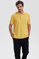 Polera Hombre Pique Básica Lisa Naranjo