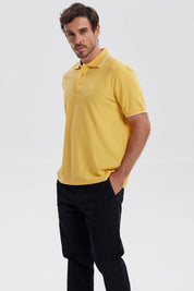 Polera Hombre Pique Básica Lisa Naranjo