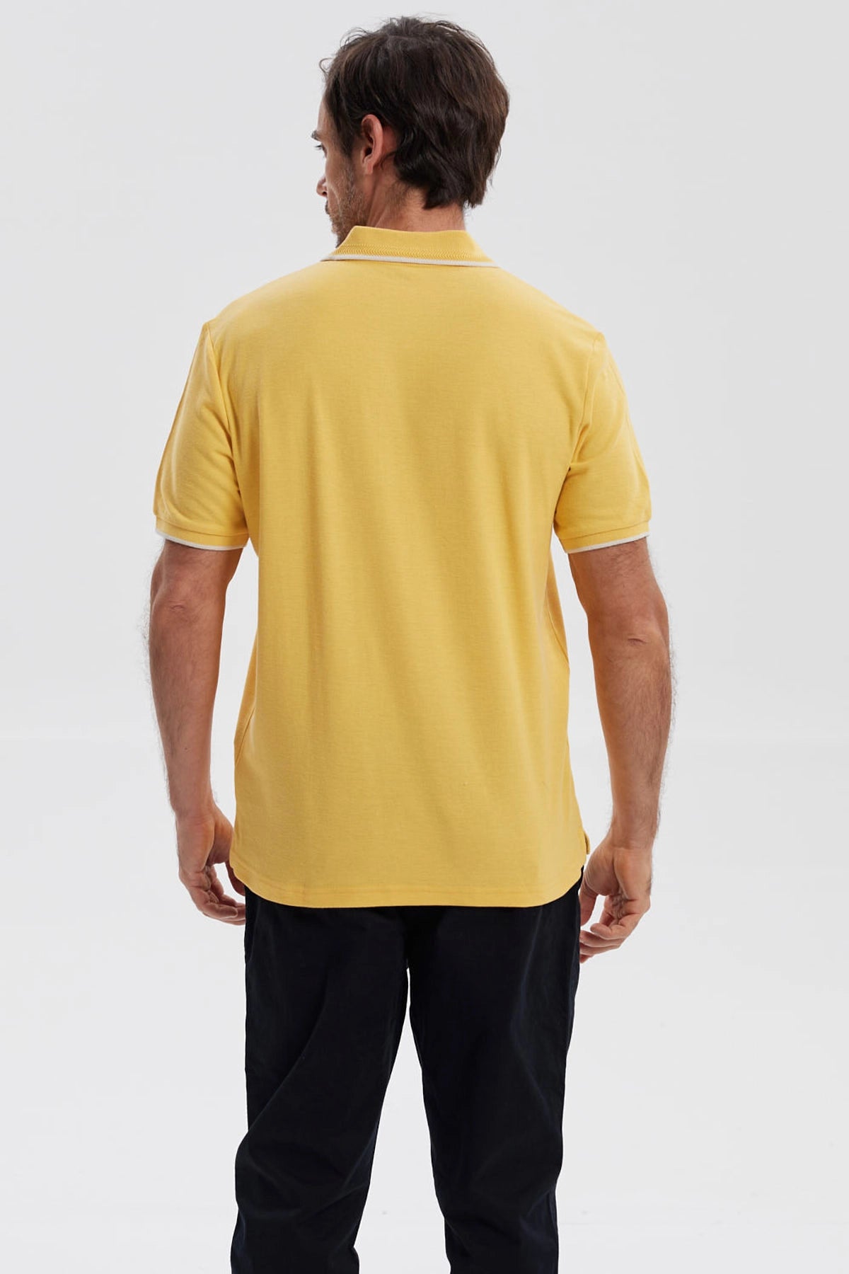 Polera Hombre Pique Básica Lisa Naranjo