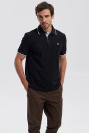 Polera Hombre Pique Básica Lisa Negro