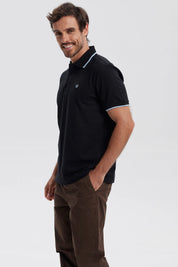 Polera Hombre Pique Básica Lisa Negro