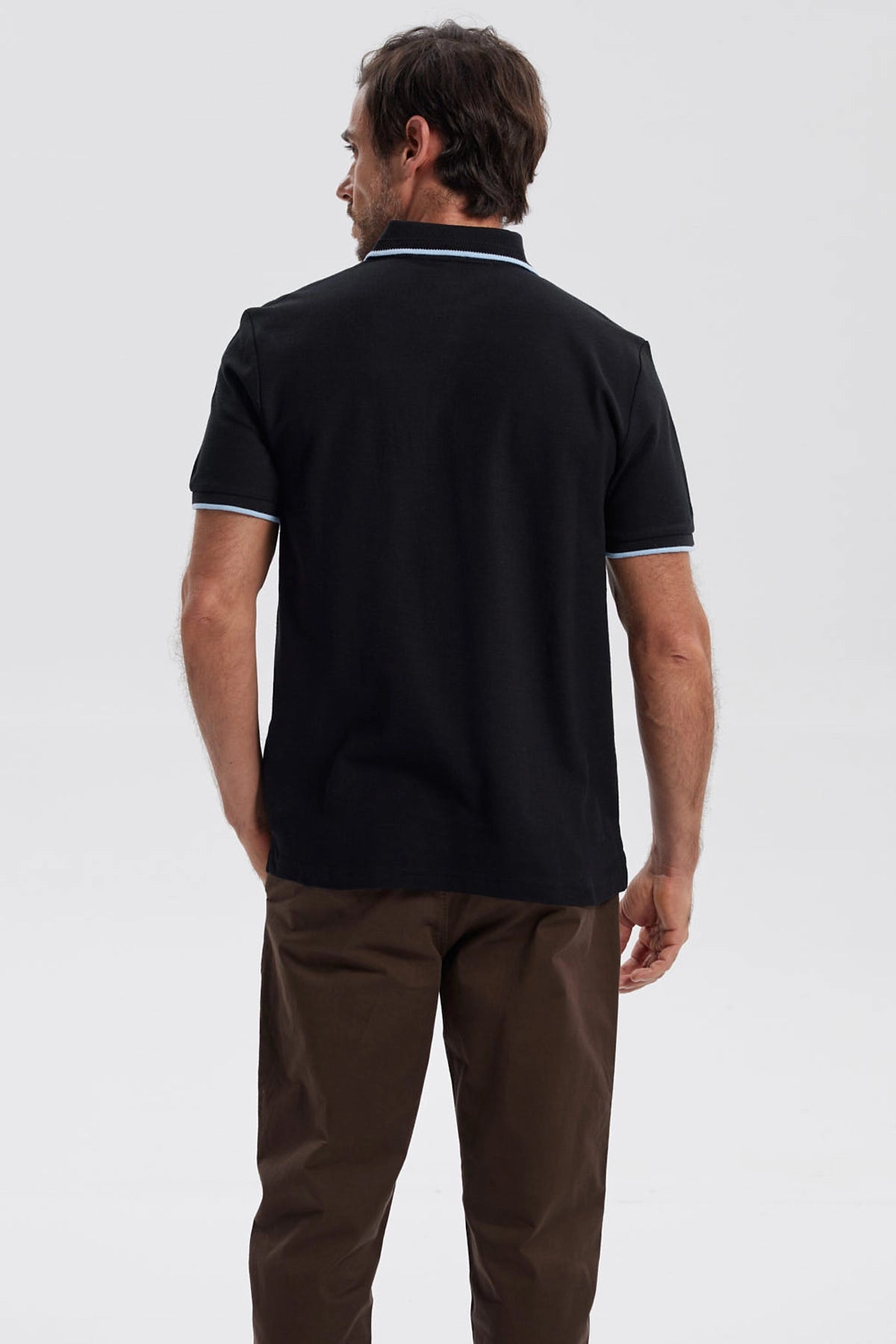 Polera Hombre Pique Básica Lisa Negro