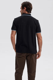 Polera Hombre Pique Básica Lisa Negro