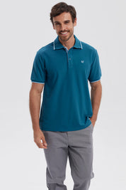 Polera Hombre Pique Básica Lisa Petroleo