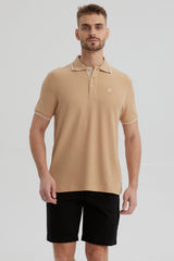 Polera Hombre Pique Básica Lisa Kaki