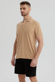 Polera Hombre Pique Básica Lisa Kaki